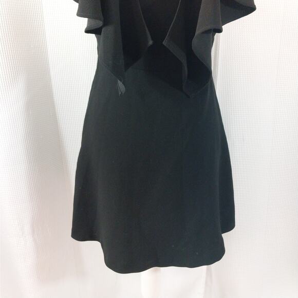 BCBGENERATION! RICH BLACK RUFFLED OPEN BACK A-LINE MINI DRESS, STUNNING! SZ 2 - Picture 7 of 10